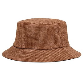 Belsen Corduroy Reversible Bucket Hat Unisex Cotton Twill Canvas Sun Fishing Hat (Brown(Reversible-Black))