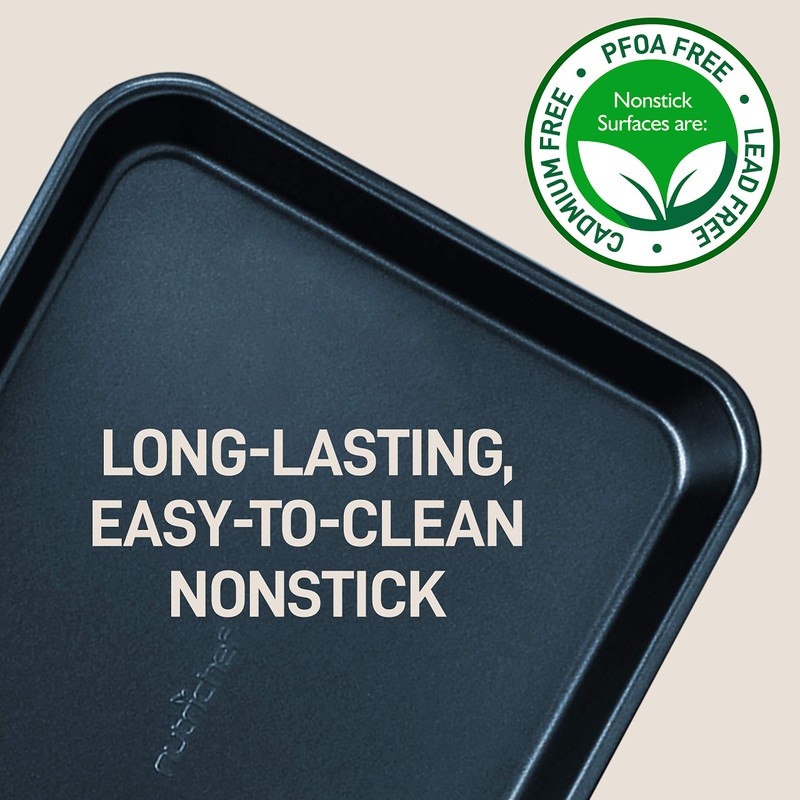 NutriChef Non-Stick Cookie Sheet Baking Pans, 2-Piece Oven Baking Trays