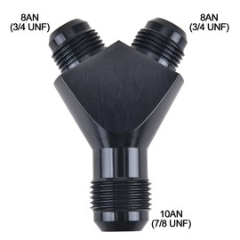 EVIL ENERGY 10AN to 8AN 8AN Y Block Flare Fitting Adapter Union Splitter Black