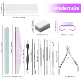 Nail File Set, Double-Sided Nail File, Nail Buffer Block, with Cuticle Nippers, Cuticle Pusher, Corner Lifter, Nail Clippers, Nail Brush, Manicure Kit for Home and Nail Studio