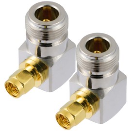 Vecys Pack of 2 SMA Male to N Female Right Angle RF Coaxial Adapter 50 Ohm SMA to N Right Angle High Frequency Coaxial Adapter for Antenna Adapter Wireless Device Equipment Signal Testing