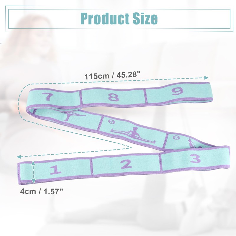 VOCOSTE Yoga Stretch Strap with 9 Loops Elastic Strap Blue