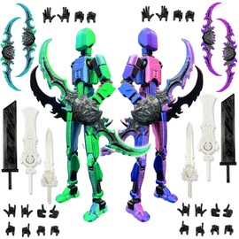 SANSGOUP T13 Dummy Action Figure Set (Assembly Completed), 3D Printed Multi-Jointed Movable Titan 13 Lucky 13 Mobile Robot, Nova 13 Action Figures Desktop Decorations for Game Lovers Toy (Purple Blue