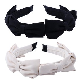 Kopida 2 Pcs Bow Headband Sweet Bowknot Hair Hoop Fashion Bow Knot Design Headhoop Hair Accessories for Women Girls Making up and Face Washing