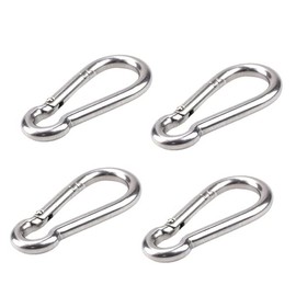 4-PCS Carabiner Heavy Duty 304 Stainless Steel M6 Carabiner Snap Hook Gauge Steel Carabine Swivel Spring Clip for Outdoor Hiking Camping Fishing (8 pcs)