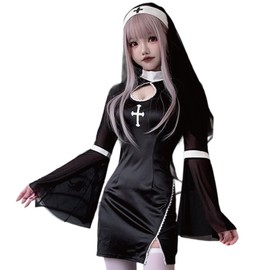 Eiza E801 Sister Cosplay Nun Costume, Halloween, Dress, Veil, Virgin, Virgin Mary