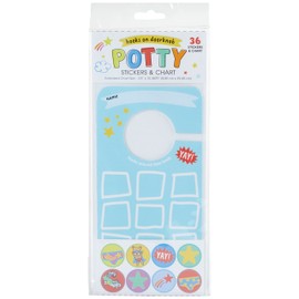 C.R. Gibson BTDK-24938 Super Hero Stickers and Hanging Door Knob Reward Chart Potty Training Tool for Boys, 3.5" W x 15.4" H, Multicolor, 36 Stickers