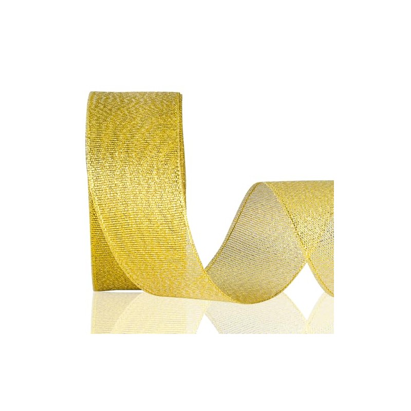 Gold Glitter Ribbon 1 1/2 Inch, 25 Yards/roll Sparkly Metallic