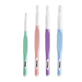 AIMALL Ergonomic Crochet Hooks Set of 4, Smooth ABS Yarn Crafting Needles with Non-Slip TPR Handles, Essential Sizes for Various Projects, 0.31'' to 0.59''
