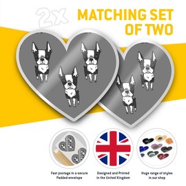 Awesome 2 x Heart Stickers 10 cm - BW - Boston Terrier Dog Puppy Print Fun Decals for Laptops,Tablets,Luggage,Scrap Booking,Fridges #37532
