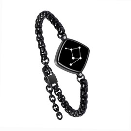 Single Bracelet– Long Distance Touch Bracelets Jewelry, Remote Smart Bracelet,Send SOS SMS Relationship Bracelets constellations Libra for Couples Lovers Family Friends Valentine's Day Gifts Black