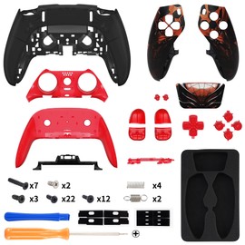 eXtremeRate Full Set Shell with Buttons Touchpad Cover Compatible with p s 5 Edge Controller, Spider Armor Replacement Decorative Trim Shell Front Back Plates Compatible with p s 5 Edge Controller