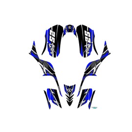 Kalair GFX Graphics Kit for Kawasaki KFX 700 (2004-2009) Shred Series Blue 16 Mil-ATV UTV Dirt Bike Stickers,Quad Dirtbike Racing Decal Automotive Motocross Accessories no Plastics