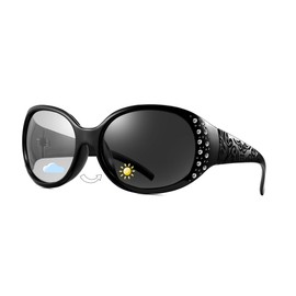 FEISEDY B1091 Women's Sunglasses, Polarized Lenses, UV 400 Protection, For Driving, Fashionable, Small Face, Black Dimmable Lens