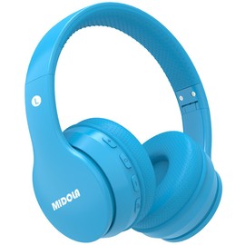 MIDOLA Kids Headphones Bluetooth 5.3 Wireless 60H Play Time Volume Limit 85/110dB Over Ear Foldable Protection Headset/Wired AUX Cord Mic for Children Boy Girl Travel School Phone Pad Tablet Blue