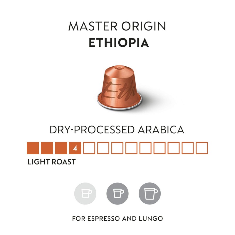 Nespresso Capsules OriginalLine, Ethiopia Master Origin ,Mild Roast Coffee, 50