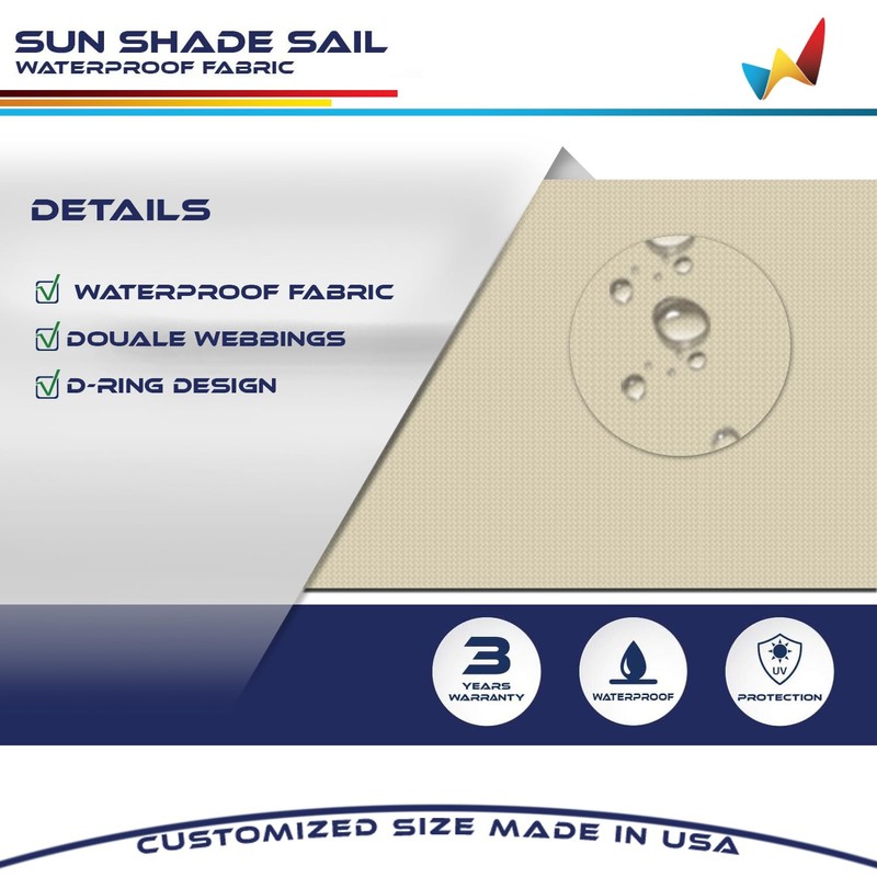 Windscreen4less 12'x12'x12' Waterproof Sun Shade Sail Triangle Shade Canopy Cover