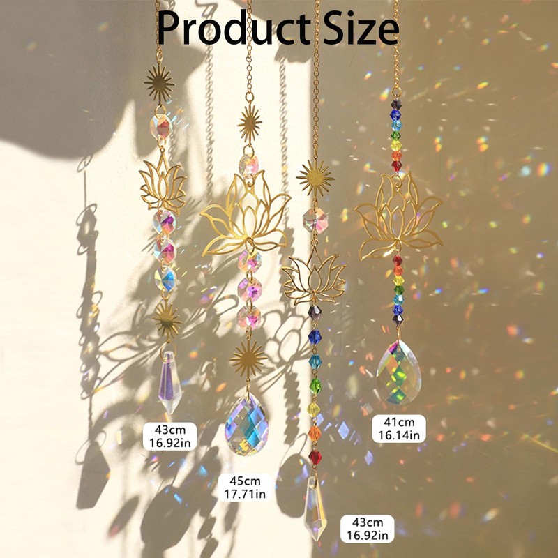 Suncatcher with Amethyst Crystal Hanging - 4 Pcs Hanging Suncatcher