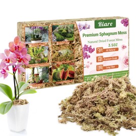 Riare 3.5 OZ Premium Sphagnum Moss for Plants- 4QT Natural Long Fiber Sphagnum Peat Moss Dried, Plants Moss Orchid Potting Mix for Orchids Repotting, Carnivorous Succulent Potted Plants and Reptiles