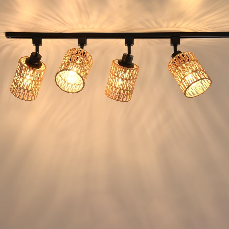 AIBISOD 4-Pack H Track Light Heads, Modern Rattan Track Lighting