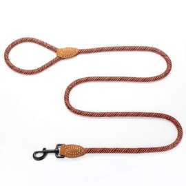 Mile High Life Leather Tailor Handle Mountain Climbing Dog Rope Leash with Heavy Duty Metal Sturdy Clasp (Red, 72 Inch (Pack of 1))