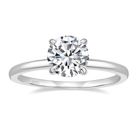 EAMTI 1.5CT 925 Sterling Silver Engagement Rings Round Cut Solitaire Cubic Zirconia CZ Wedding Promise Rings for Her Wedding Bands for Women Size 3.5