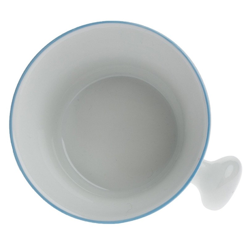 Fendrihan Porcelain Shaving Mug for Lathering, Hand-Painted Rim (Light Blue)