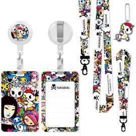 Tokidoki Unicorno Lanyards for Id Badges, Cute Holder with Retractable Reel Clip, Funny Unicorno Work Name Tags Keychain Lanyard ID Card Protector Teacher Nurse Doctor Office (Color)