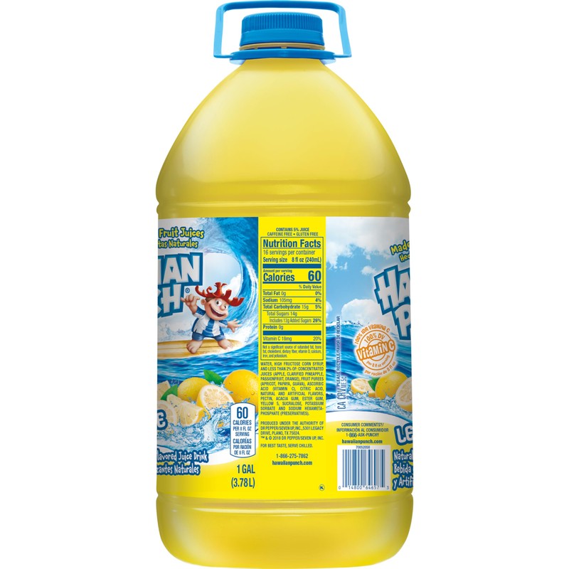 Hawaiian Punch Lemonade Fruit Juice Drink, 1 Gal Bottle, Caffeine-free,