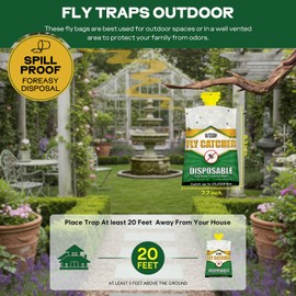 Fly Traps Outdoor Fly Trap Hanging with Natural Pre-Baited, Disposable Non Toxic Fly Catcher, Flies Killer, Fruit Flies Trap Kills Up to 20,000 Flies for Barn, Farm, Stable, Patio