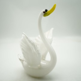 CRISTALICA Glasfigur Schwan Höhe ca. 29cm Weiß Handarbeit