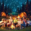 8X6FT Forest Scene Camping Backdrop, Camping Photography Background for Children