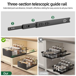 NETEL Pull Out Cabinet Organizer, 4 Pack No Drill Slide Out Drawers for Kitchen Cabinets, Metal Pantry Pull Out Shelves, Kitchen Cabinet Organizer, Pull Out Home Organizers,11.8"W X 15.7"D X 6.9"H