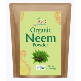 Jiva Organics Organic Neem Leaf Powder 1.5 Pound Bulk Bag - Azadirachta Indica - Pure & Natural Ayurvedic Herb - Neem Powder for Eating, Skin, Gums, and More!