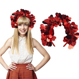 Valentine Heart Headband, Red Sequin Hair Band Love Heart Headband, Valentine's Day Anniversary for Women Valentine's Headwear Hair Accessories Party Supplies