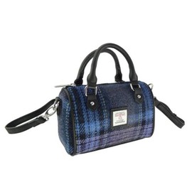 Glen Appin Harris Tweed 'Kilbride' Mini Bowling Tote Bag (Col 143 Blue and Purple), Col 143 Blue and Purple