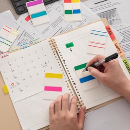 KICNIC File Index Tabs 1 Inch, 2 Inch Sticky Flags 480 Pieces, Colored Page Markers Self Adhesive, Writable Note Tabs for Binders, Books, Paper, Notebooks, Filing, Folders [2 Sizes, 24 Sets]