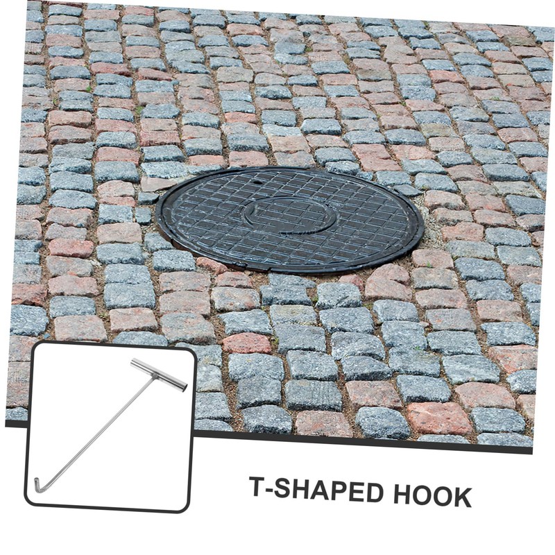 Hohopeti Stainless Steel Manhole Cover Hook T Shape Heavy Duty