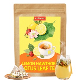40 Bags Zesty Lemon Hawthorn Lotus Leaf Tea, Caffeine-Free Natural Ingredients Herbal Tea Bags, Improve Digestion, No Additives, Daily Enjoyment Tea for Women
