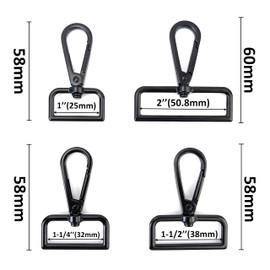 VersaKits - 10 ganchos giratorios de 1-1/2 pulgadas con anillo en D negro de 1-1/2 pulgadas, ganchos de gatillo para hacer correas de llavero