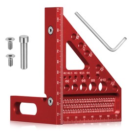 QINGYIWL 3D Mitre Square, 22.5°-90° Protractor for Woodworking, Aluminium Alloy High Precision Layout Measuring Tool, Carpenter's Square, Scribing Tool for Carpenter, Engineer (Red)