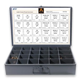 Titan Industrial Supply-1275 Piece Grade 8 Coarse Thread Metal Drawer Assortment
