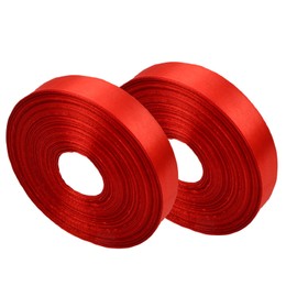 Pack of 2 Satin Ribbon Red 25 mm, Gift Ribbon Red Long 91 m, Ribbon Birthday Christening Wide Satin Ribbon Red, Party Red Satin Ribbons for Wedding, Gift, DIY Sewing, Hair Bows Decorations