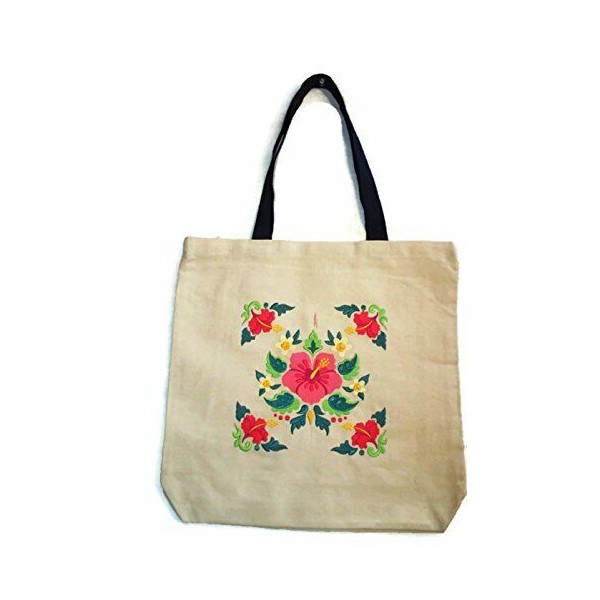 BeyondVision Custom 22" Embroidered Hibiscus & Tropical Frame HeavyDuty Canvas