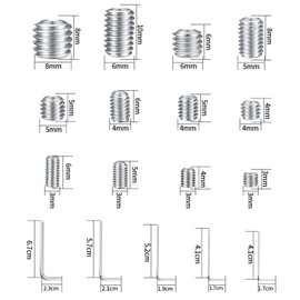 240 Pcs Grub Screws Set, Cup Point Hex Head Screw Set, M3/M4/M5/M6/M8 Metric Hex Head Allen 304 Stainless Steel Screw Kit with Allen Key Wrench(M1.5/M2/M2.5/M3/M4) for Door Handles, Faucet