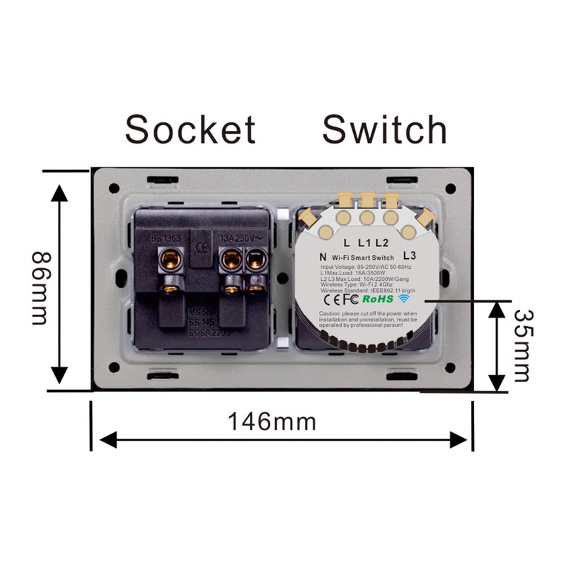 Wifi Smart Wall Outlet 2 in 1 Convenient Voice APP