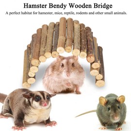 PIVBY Hamster Bridge Wooden Mouse Ladder Natural Rat Chew Rodents Toys for Chinchillas Guinea Pigs Hamster Mouse Rat Small Animal (2Pack)