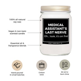 YouNique Designs Medical Assistant Gifts, MA Gifts, CMA - Lavender Vanilla Candle 8 oz, Funny Gift for Medical Assistant - Medical Assistant Appreciation Gift Idea (Lavender & Vanilla)
