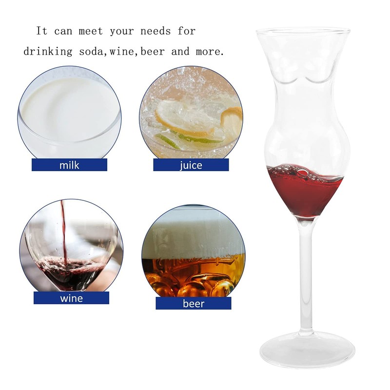 2Pcs Body Shaped Cocktail Glass Set, 6.09oz Clear Hand Blown