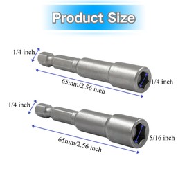 Teocpai 10PCS Magnetic Nut Driver Set for Impact Drill, 1/4'' and 5/16'' Nuts Driver Socket, 1/4'' Hex Shank Power Nut Driver Bit Quick Change Socke Adapter